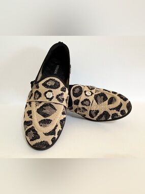Viviai Leopard-Print Beige/Black Slip On Loafer Flats Euro Sz 39.5 (8.5 - 9)